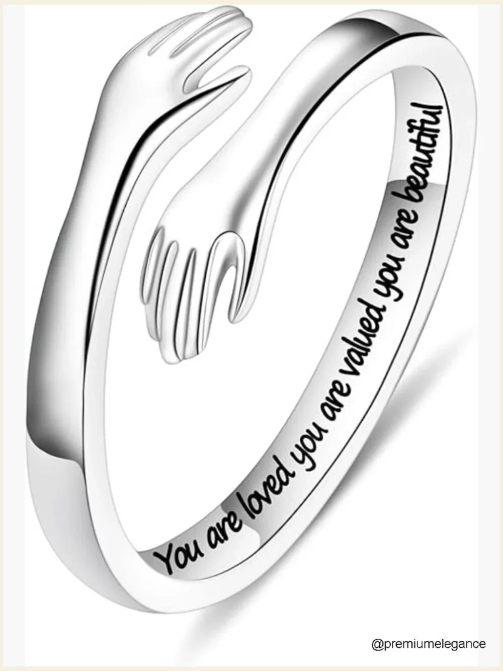 S925 Sterling Silver Hug Ring Adjustable Statement Band Jewelry